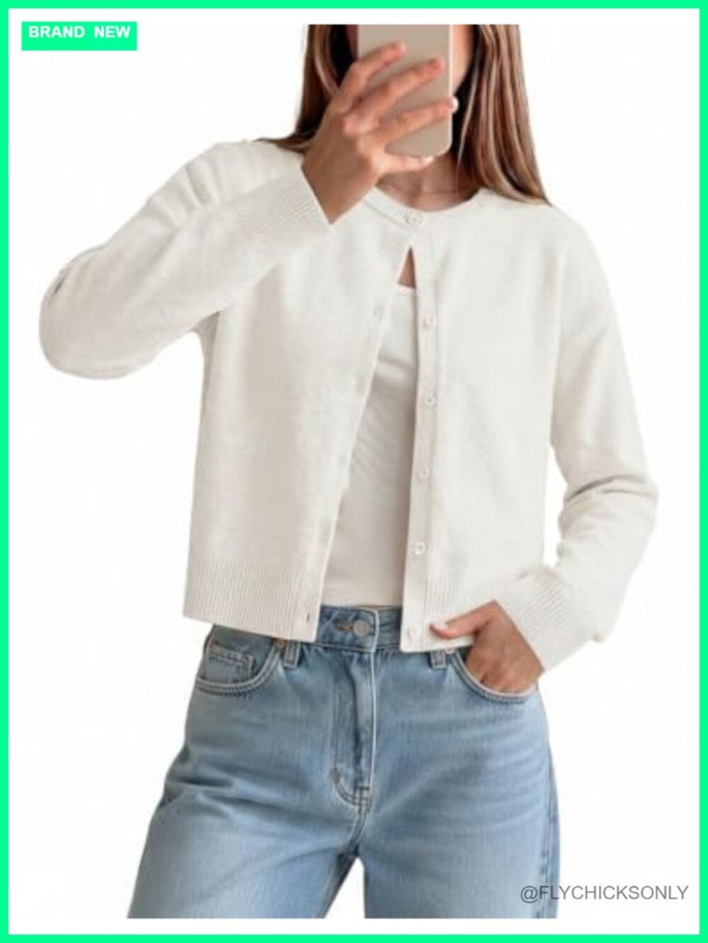 Cropped Cardigan Sweaters for Women Long Sleeve Crew Neck Open Front Y2K Fall